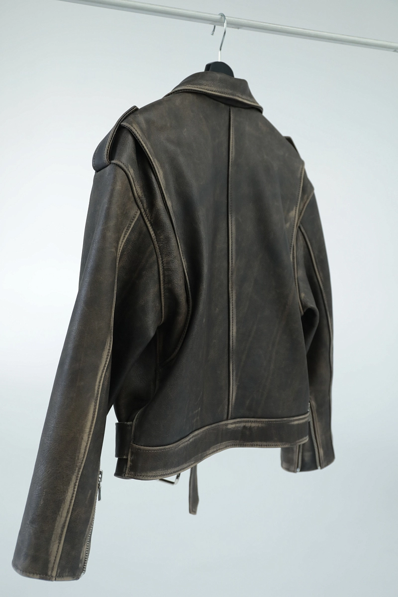 Куртка кожаная косуха винтажная BISCUIT