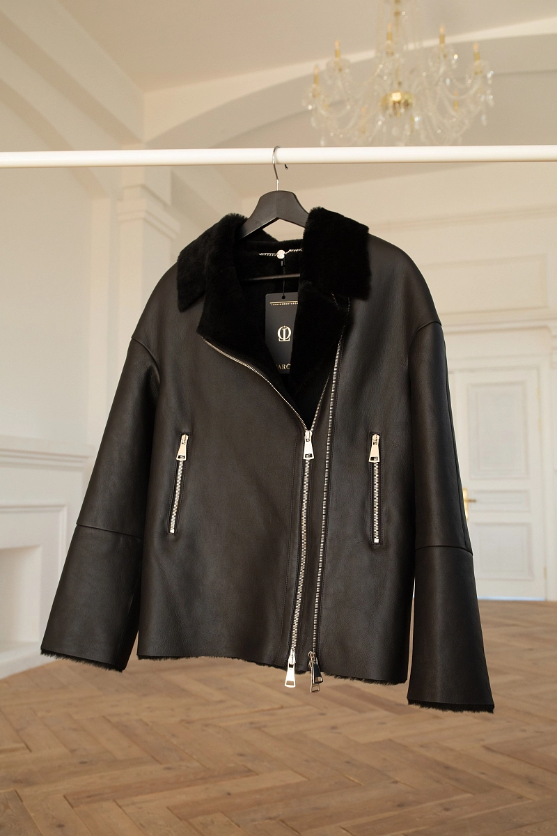 Дубленка две молнии BLACK