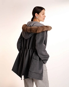 Кашемировая парка с мехом соболя