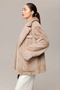 Норковая шуба жакет крем-брюле