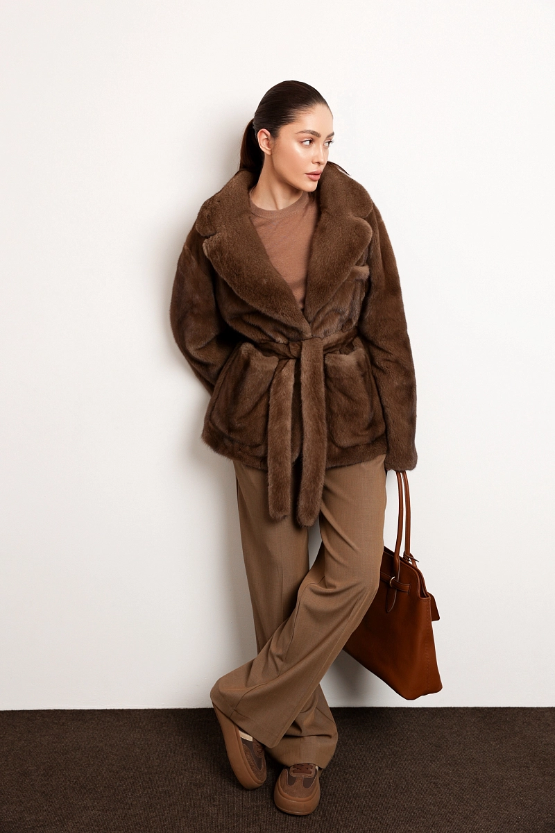 Норковая шуба жакет карамель 