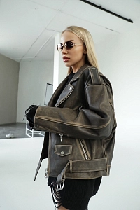 Куртка кожаная косуха винтажная BISCUIT